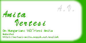 anita vertesi business card